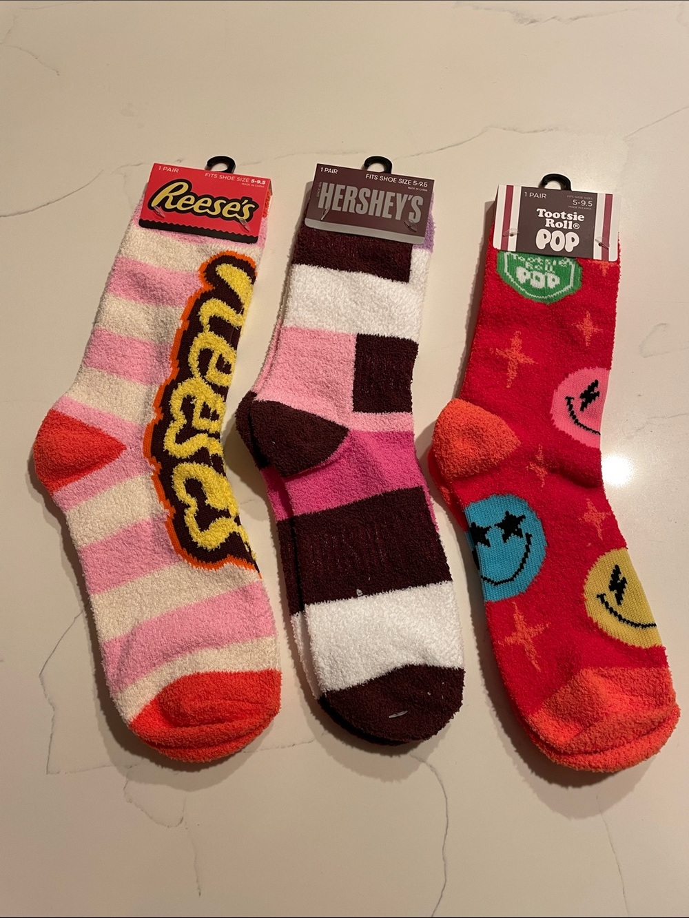 NWT Sweet Candy Fuzzy Knee High Socks Bundle Lot Reese's Hershey's Tootsie | 3pr